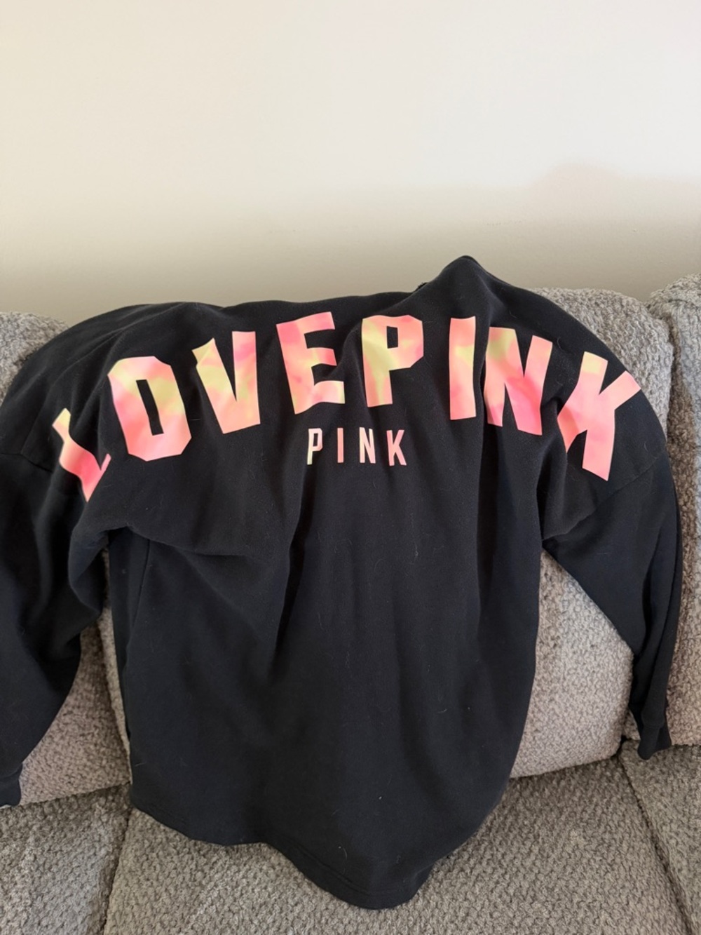 PINK Victoria's Secret Black Pullover with Pink Dog Logo